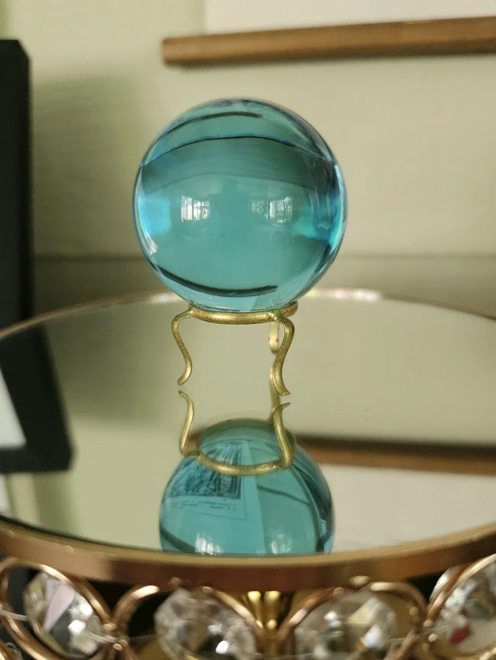 Aqua Blue (63mm) Gazing Crystal Ball w/Stand